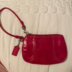 Coach Magenta leather wristlet